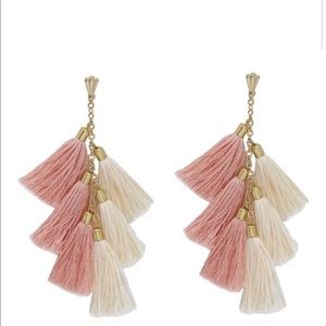 Ettika pink and cream tassel post back earring